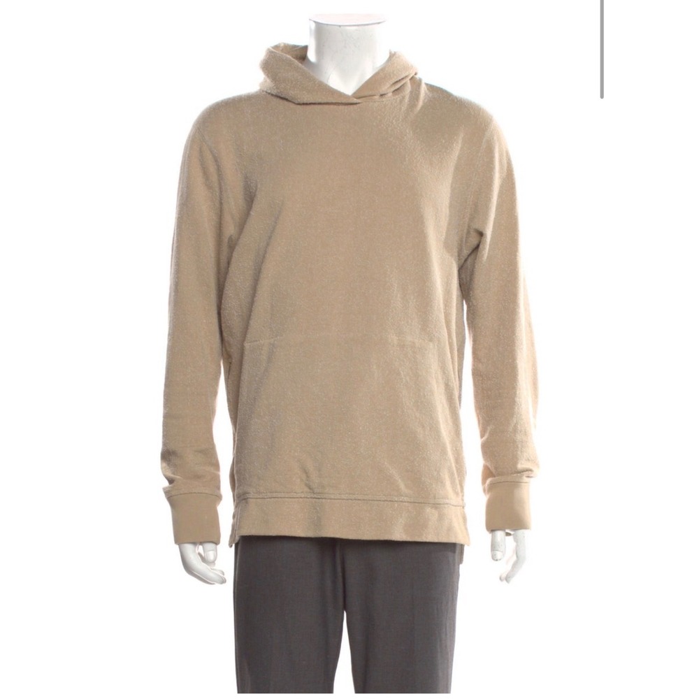 John Elliott Tan Boucle Cotton Villain Side Zip Hoodie Mens Size 4 XL Made USA‎